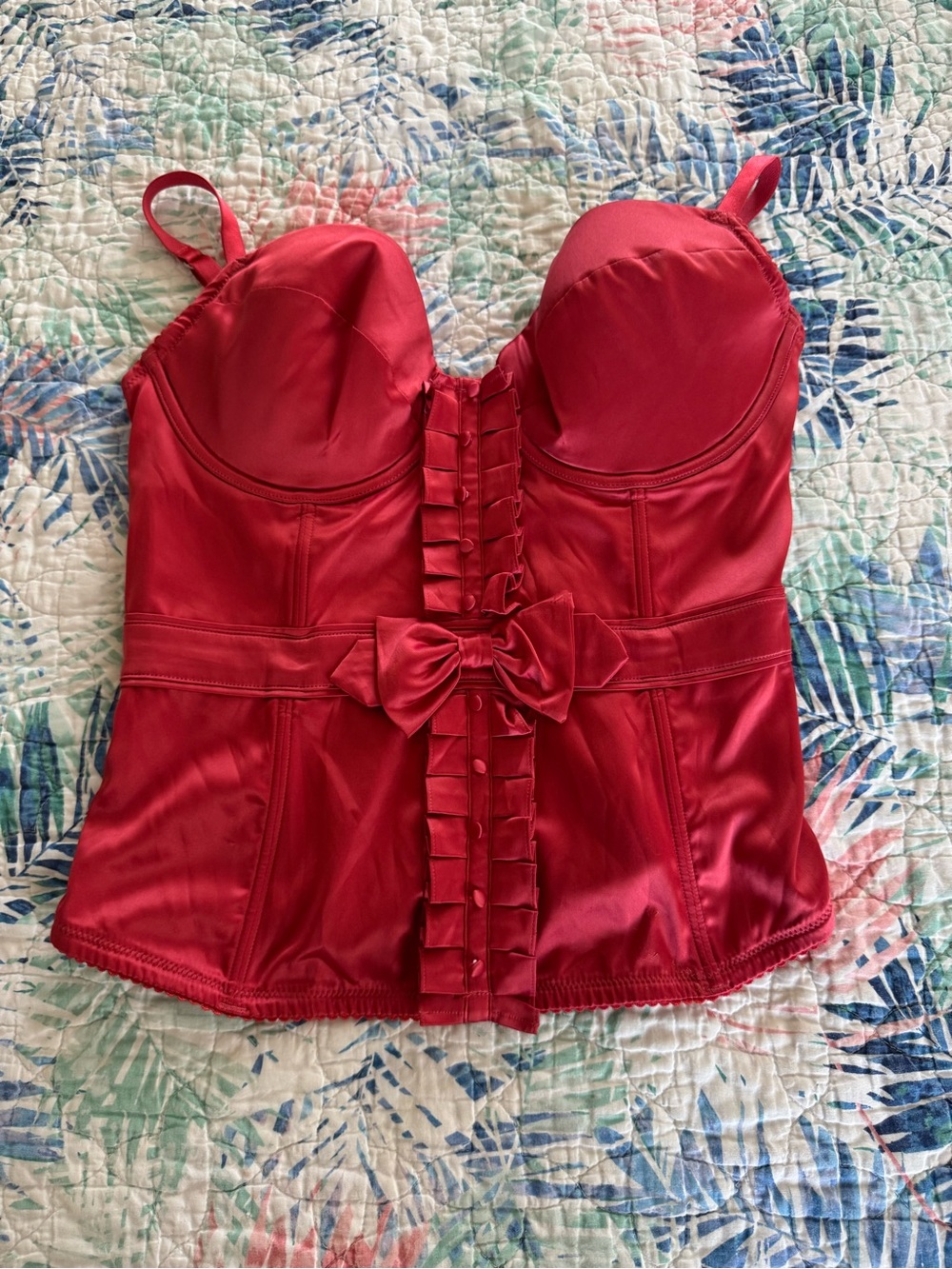 ❤️ Victoria’s Secret Red Satin Corset Bustier – 36C